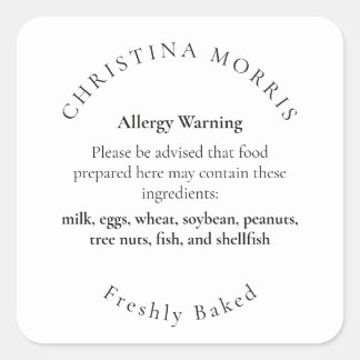 Sticker Carré Petit Gâteau de Boulangerie Personnalisé Alerte Al