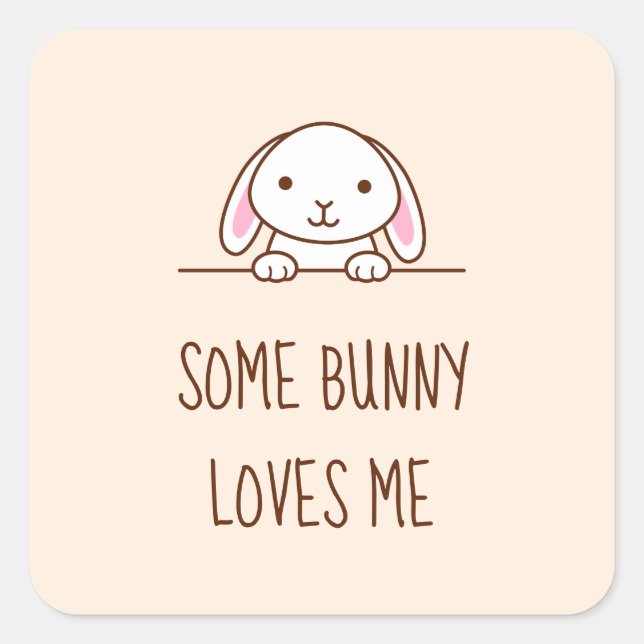 Sticker Carré Petit lapin lapin Peeeing au-dessus Citation (Devant)