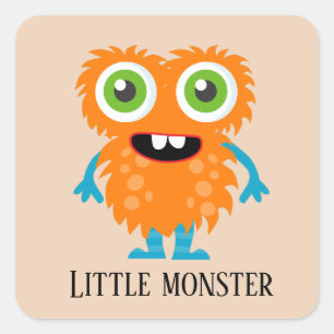 Sticker Carré petit monstre mignon ajouter du texte