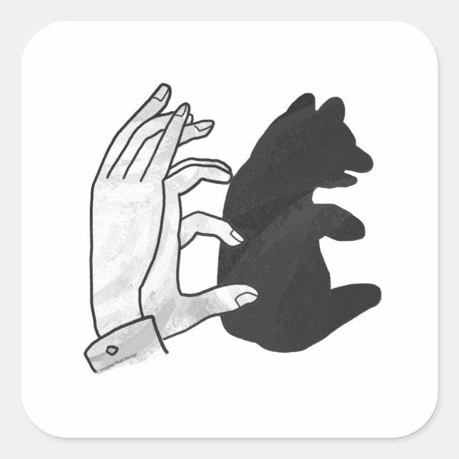 Sticker Carré Petit ours Ours Silhouette Main (Devant)