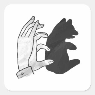 Sticker Carré Petit ours Ours Silhouette Main