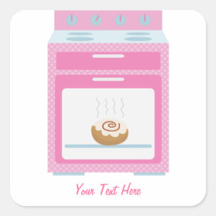 Sticker Carré Petit pain en four (personnalisables roses)