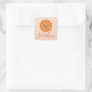 Sticker Carré Petit rayon de soleil Baby shower d'aquarelle