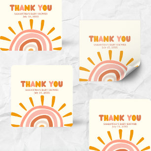 Sticker Carré Petit Rayon de Soleil Boho Soleil Baby Shower