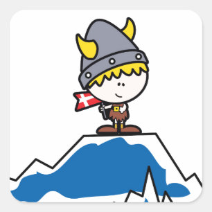 Sticker Carré Petit Viking Boy