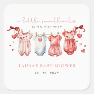 Sticker Carré Petite amoureuse Valentines Baby shower fille