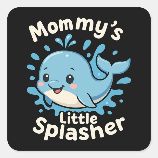 Sticker Carré Petite baleine de maman (Devant)