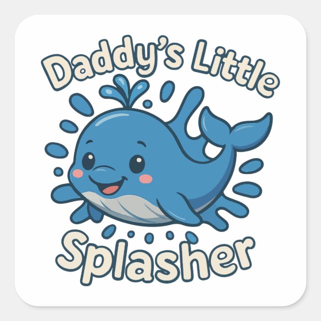 Sticker Carré Petite baleine de papa (Devant)