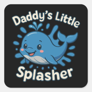 Sticker Carré Petite baleine de papa