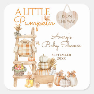 Sticker Carré Petite Citrouille d'Automne Bébé Né Localement Cél