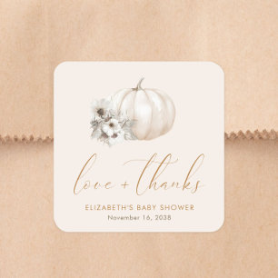 Sticker Carré Petite Citrouille Remerciements pour Baby Shower d