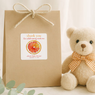 Sticker Carré Petite Douce Tranche d'Orange Merci Baby Shower 