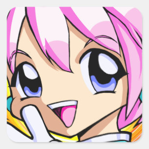 Sticker Carré Petite fille Anime
