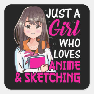 Sticker Carré Petite fille Anime pour Anime & Sketting Lover