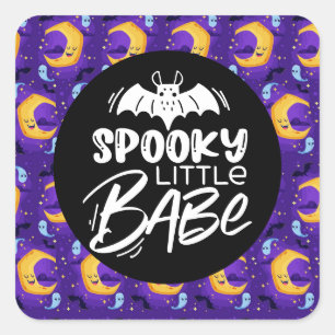 Sticker Carré Petite fille éffrayante...Fun Halloween citation S