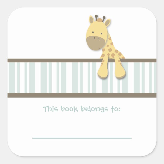 Sticker Carré Petite girafe {Turquoise} | Plaques (Devant)