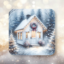 Petite maison dans une Forêt Magique d'hiver Noël