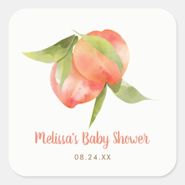 Sticker Carré Petite Pêche Sur Le Chemin Baby shower Fille (Devant)