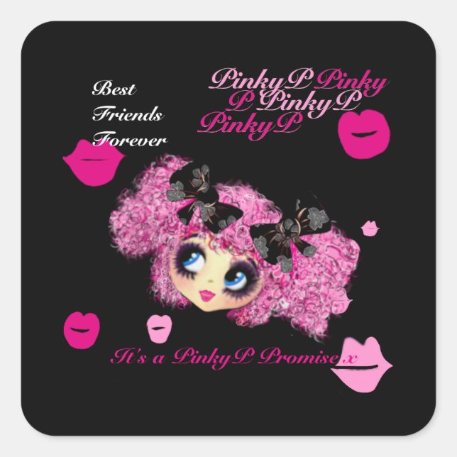 Sticker Carré Petites amies Kawaii, meilleurs amis cadeaux pour  (Devant)
