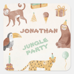 Sticker Carré Petits animaux de la jungle