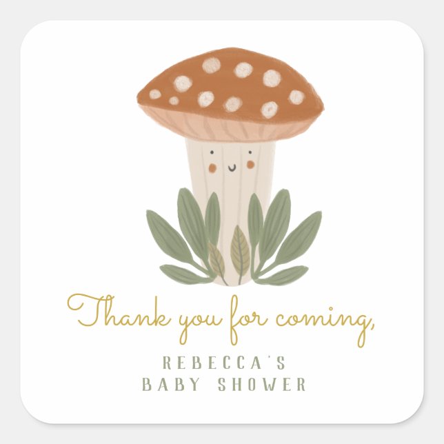Sticker Carré Petits champignons Balises cadeaux d'anniversaire (Devant)
