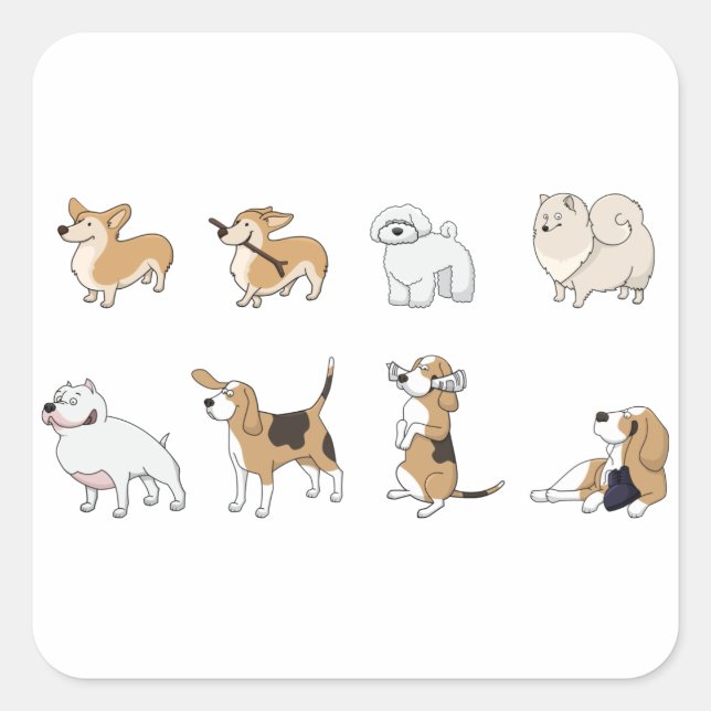 Sticker Carré petits chiens (Devant)