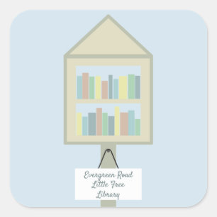Sticker Carré Peu d'autocollants personnalisés de bibliothèque