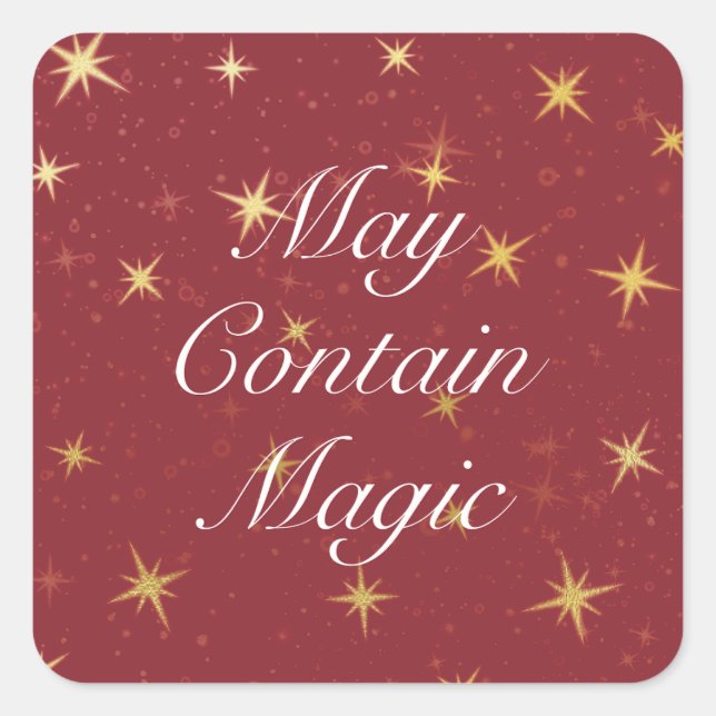 Sticker Carré Peut Contenir Magic Red & Faux Gold Foil Stars (Devant)