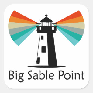 Sticker Carré Phare de Big Sable Point Arc-en-ciel