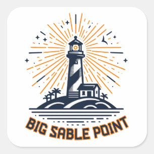Sticker Carré Phare de Big Sable Point au lever du soleil