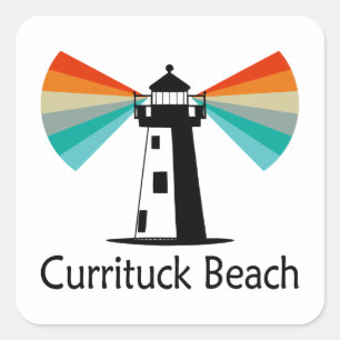 Sticker Carré Phare de Currituck Beach Arc-en-ciel