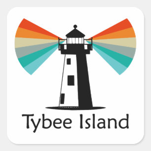 Sticker Carré Phare de Georgia de Tybee Island