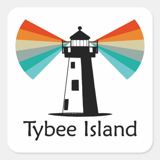 Sticker Carré Phare de Georgia de Tybee Island (Devant)