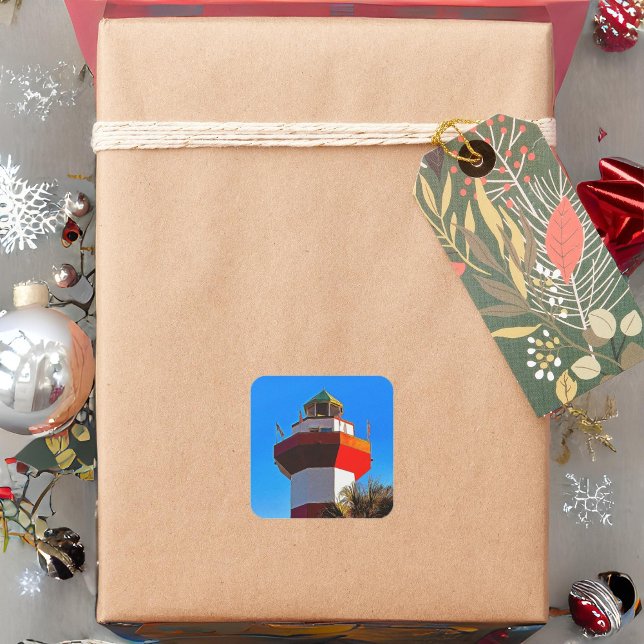 Sticker Carré Phare de Hilton Head Island Harbour Town (Créateur téléchargé)