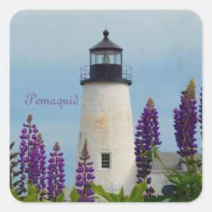 Sticker Carré Phare de Pemaquiol Point Lumière Bristol Maine
