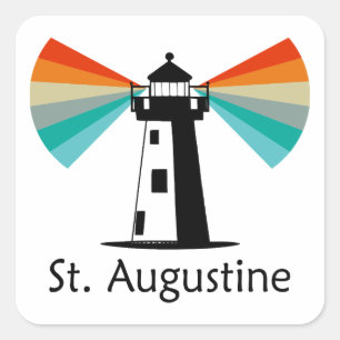 Sticker Carré Phare de St. Augustine Floride Arc-en-ciel