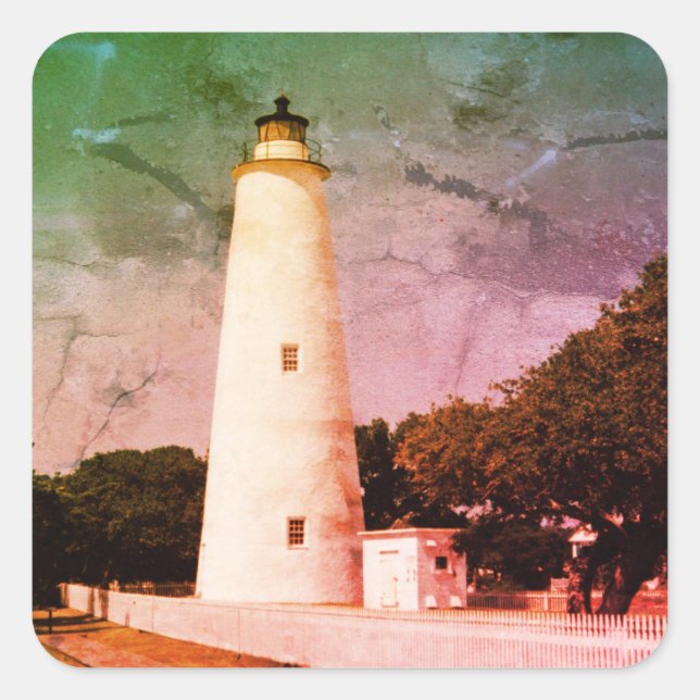 Sticker Carré Phare d'Ocracoke (Devant)