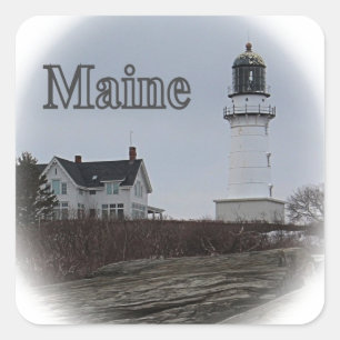 Sticker Carré Phare du Cap Elizabeth