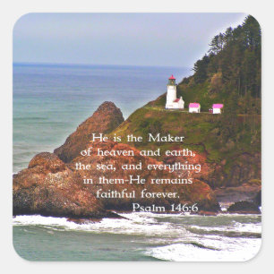 Sticker Carré Phare Ocean Sea Christian Creationarts