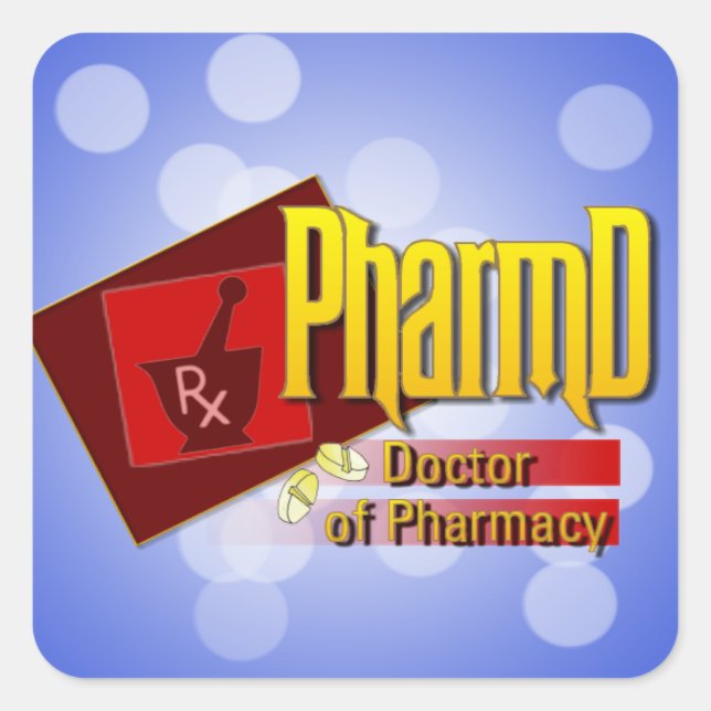 Sticker Carré PharmD Doctor of Pharmacy (Devant)