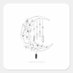 Sticker Carré Phases de lune du zodiaque esthétique Mandala Art 