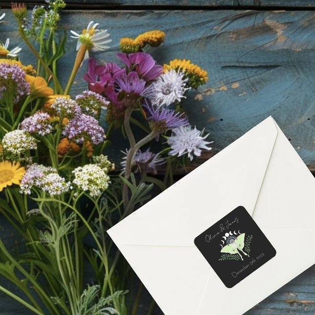 Sticker Carré Phases Luna Moth Moon (Créateur téléchargé)