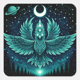Sticker Carré Phénix Céleste – Galaxie de la Faune Renaissance C