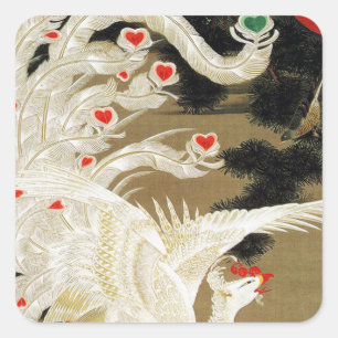 Sticker Carré PHÉNIX D'AMOUR VOLANT, Plumes, Saint-Valentin Cœur