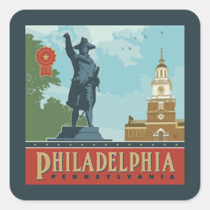 Sticker Carré Philadelphie, PA Indépendance