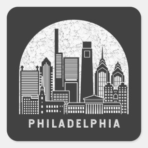 Sticker Carré Philadelphie Pennsylvanie Skyline