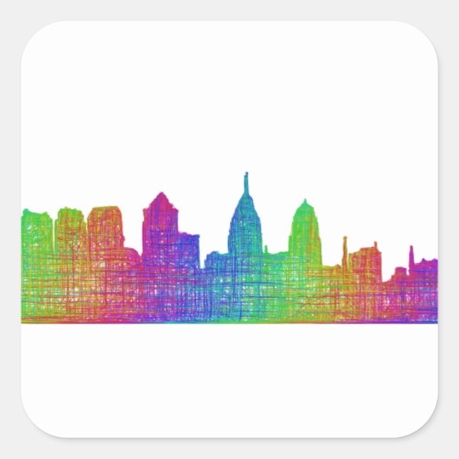 Sticker Carré Philadelphie skyline (Devant)