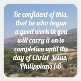 Sticker Carré Philippiens 1:6 Custom Bible Verse Campagne