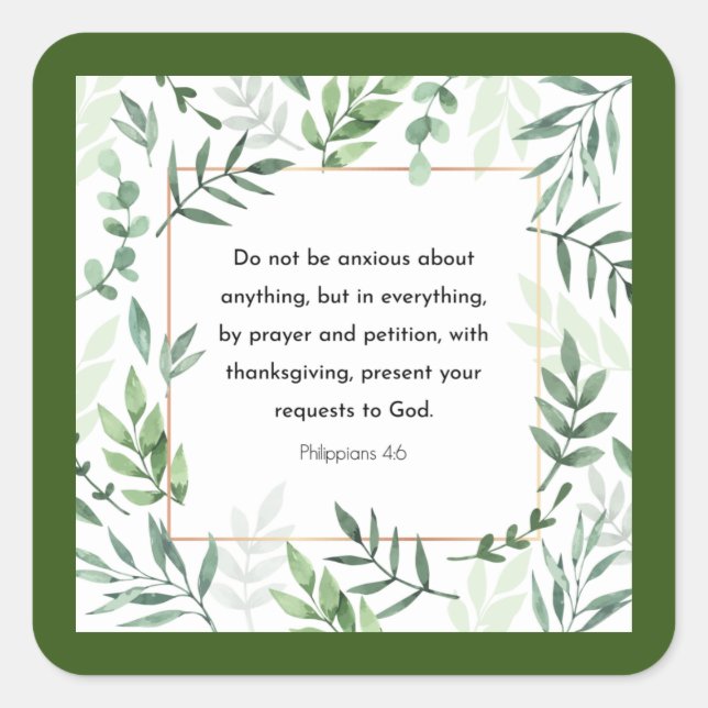 Sticker Carré Philippiens 4:6, Verse biblique, (Devant)
