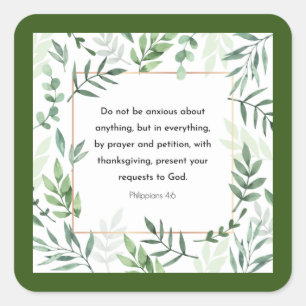 Sticker Carré Philippiens 4:6, Verse de la Bible, 